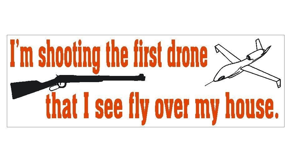 Anti Obama Gun Shooting Down Drones Bumper Sticker or Helmet Sticker D356