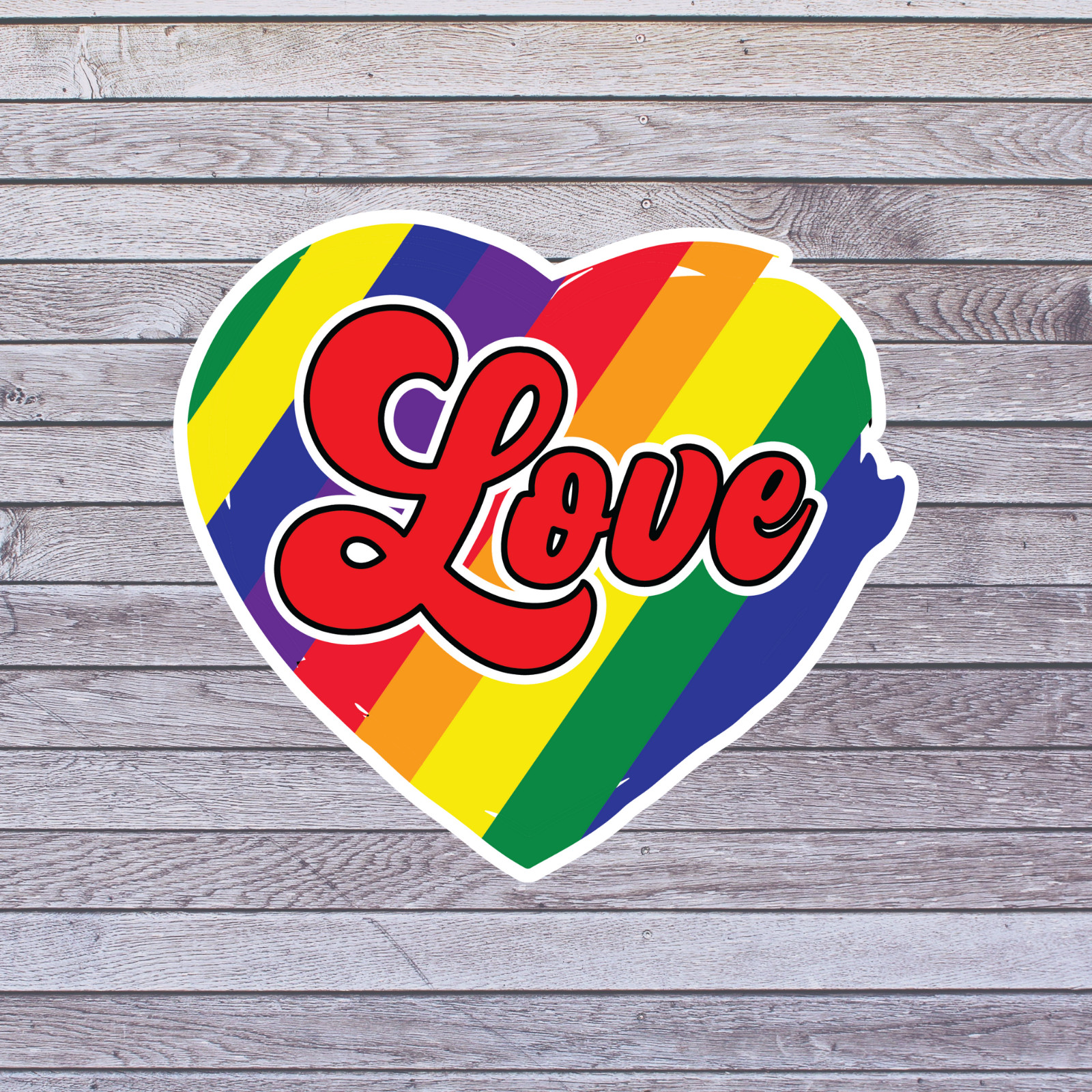 Pride sticker vinyl decal rainbow heart love text
