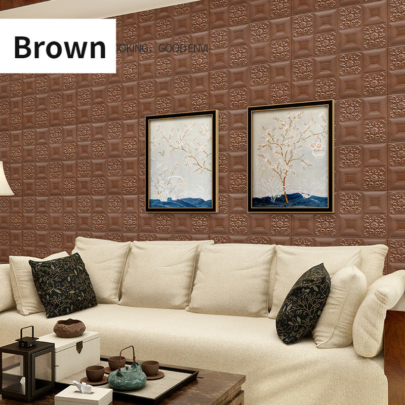 DIY Foam Wallpaper Embossed Wall Sticker Panels Self-adhesive Ceiling Home Decor