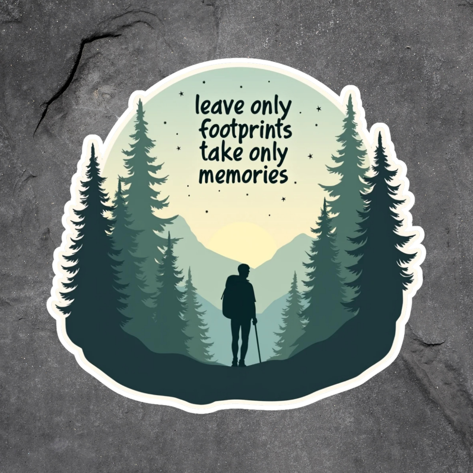Hiking sticker vinyl decal leave only footprints take only memories