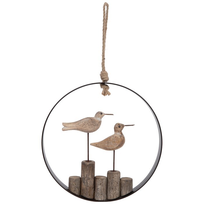 Birds Round Wood Wall Decor Hanging Decoration Mother's Day Unique Gift Idea