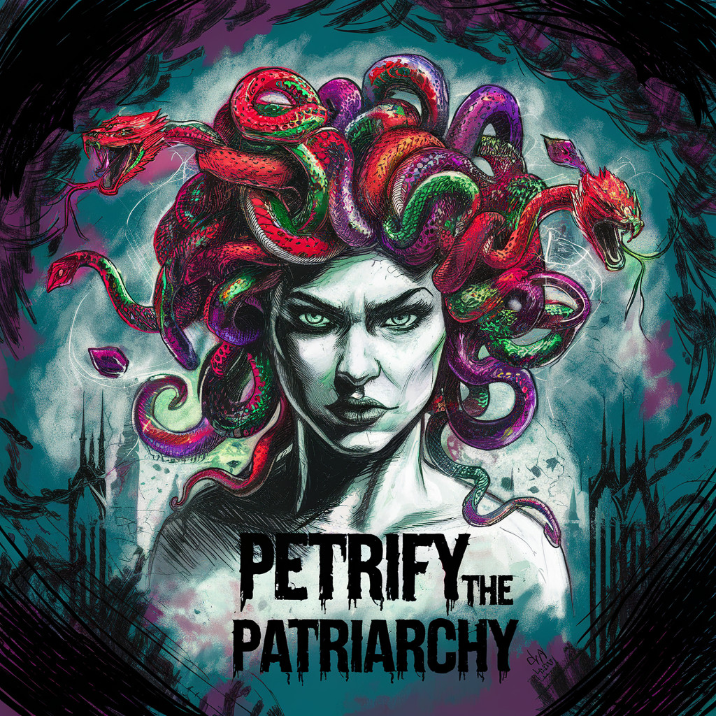 Medusa Feminist Vinyl Sticker 4in Petrify the Patriarchy Gothic Waterproof Decal