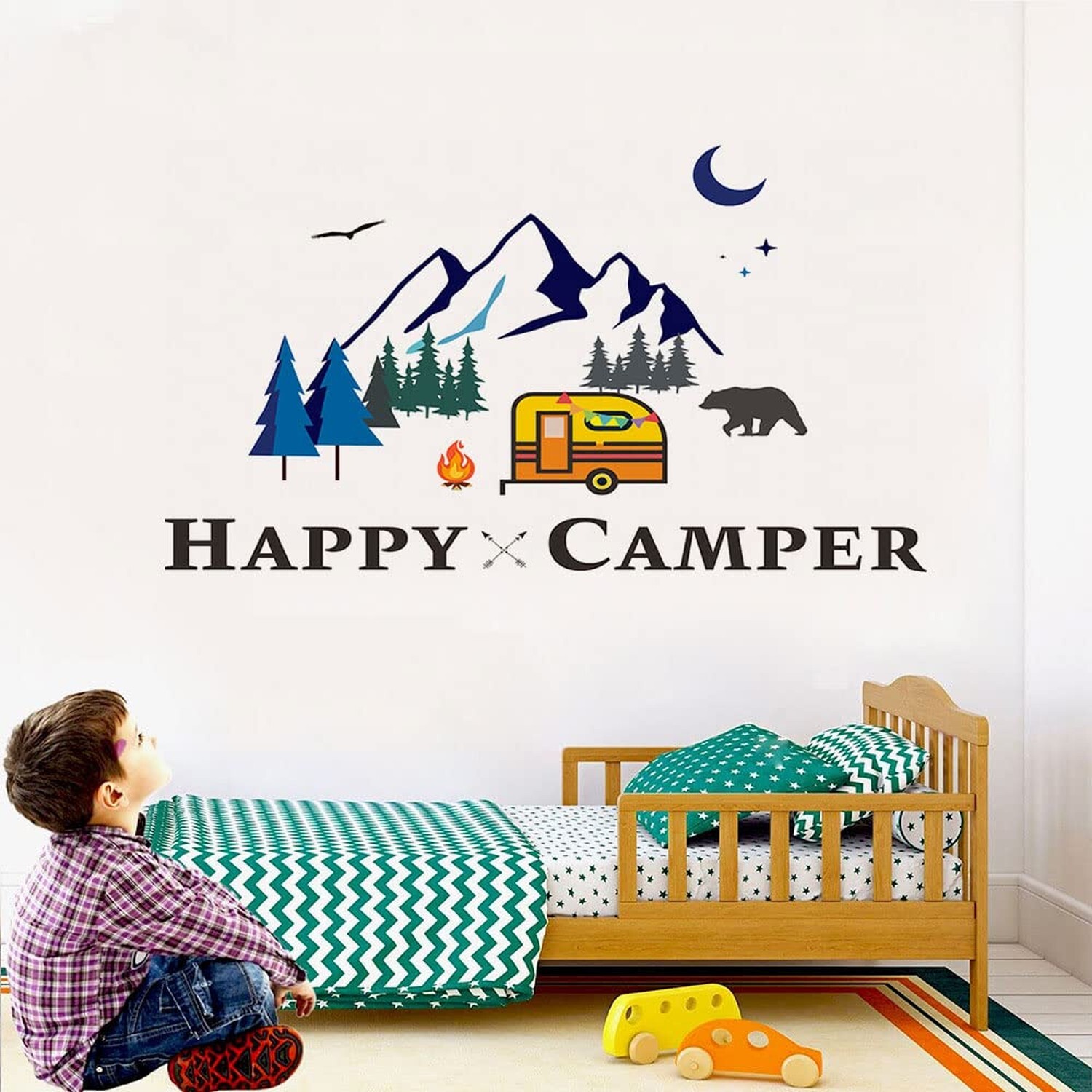 Funny Happy Camper Sticker Decals, Adventure Theme Explore Decor Tribal Hikin…