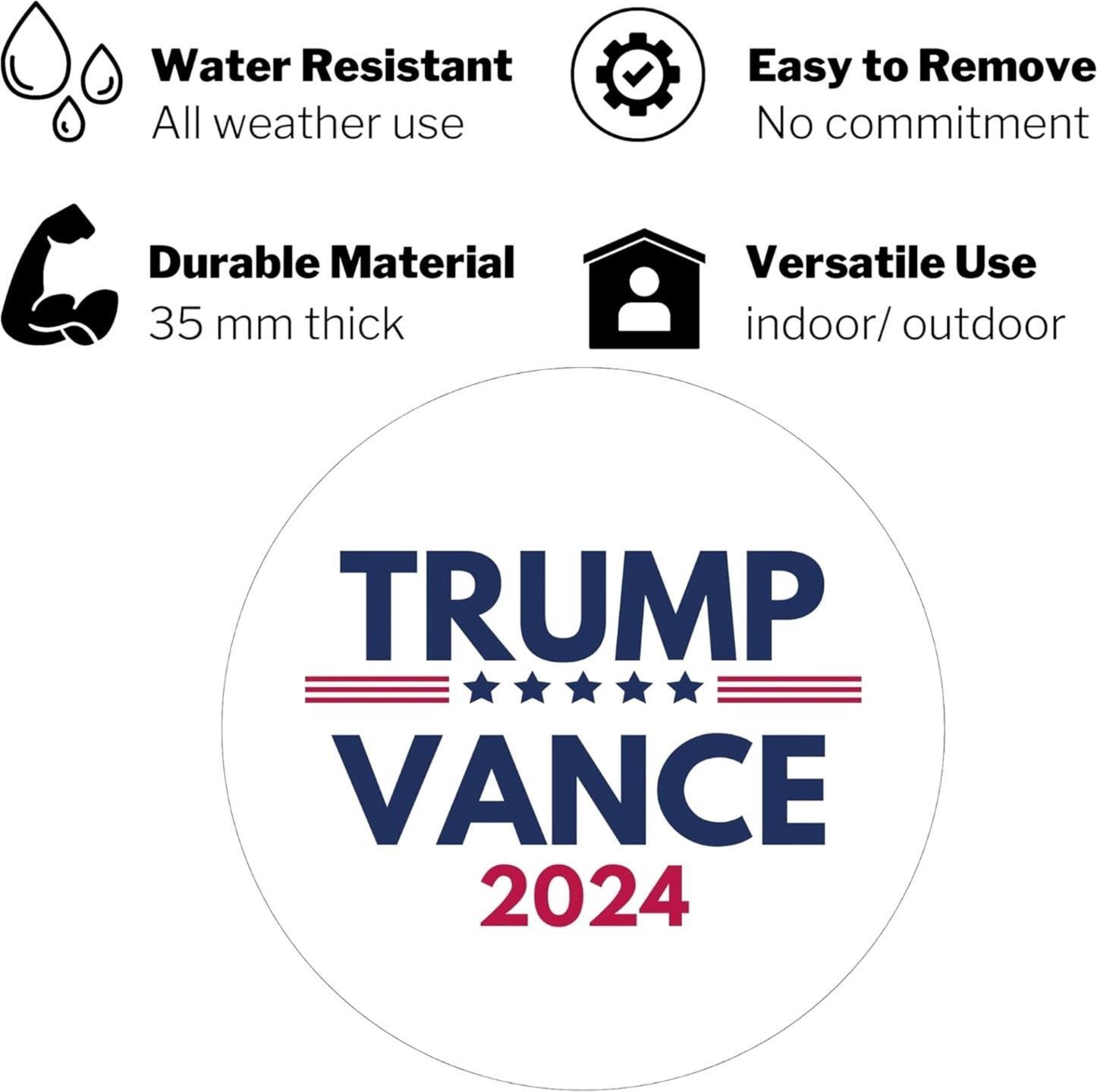 Mini White Trump Vance 2024 Presidential Campaign Auto Magnets 3.5 In Pack of 5