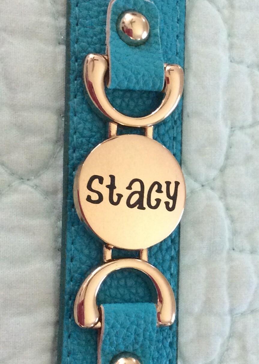 Leather cuff bracelet with monogram – Gold or Silver tone – tons of great color