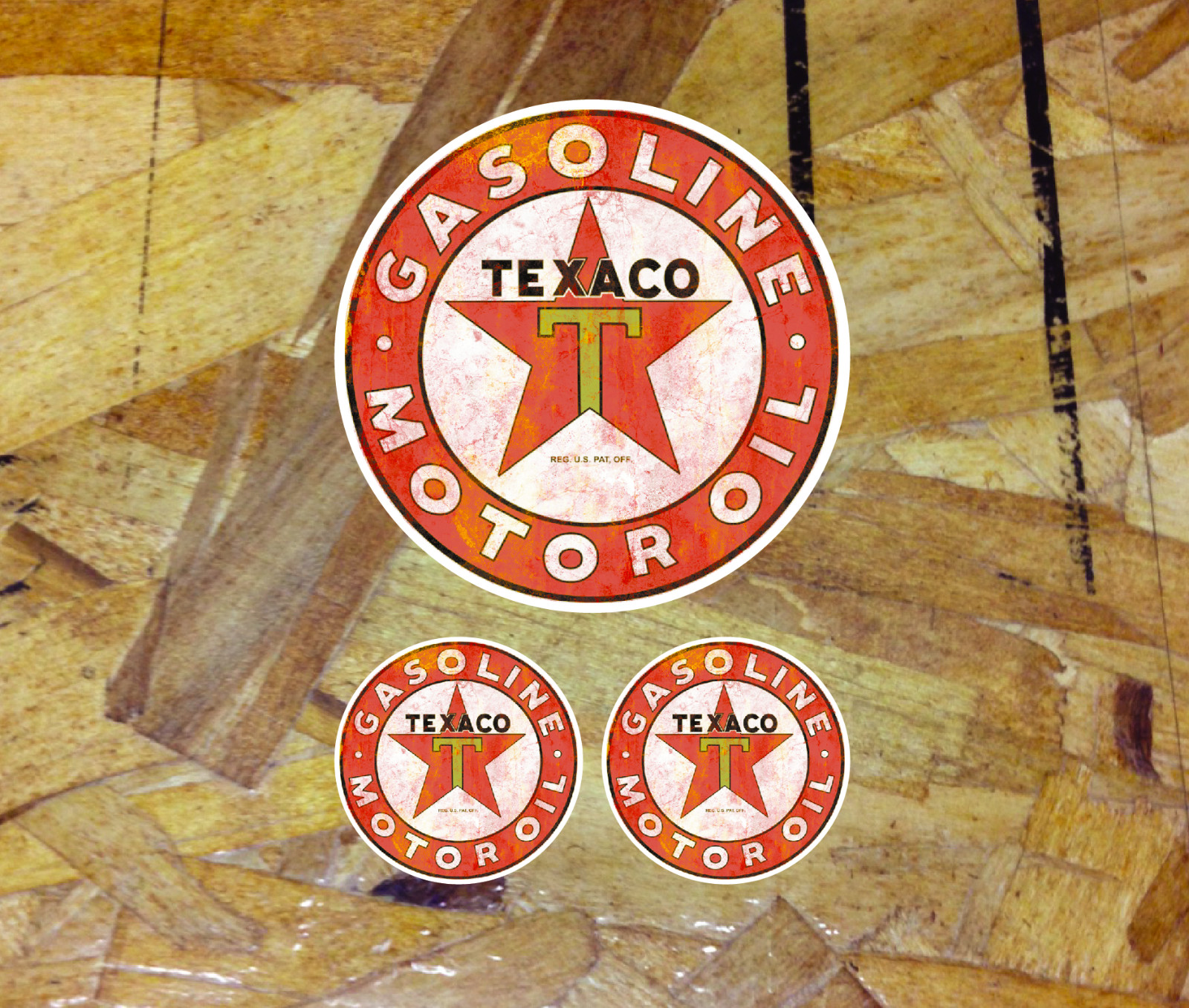 Distressed Texaco Round Lrg Oil Vintage Vinyl Decal Sticker 3 for 1 – Pick Style