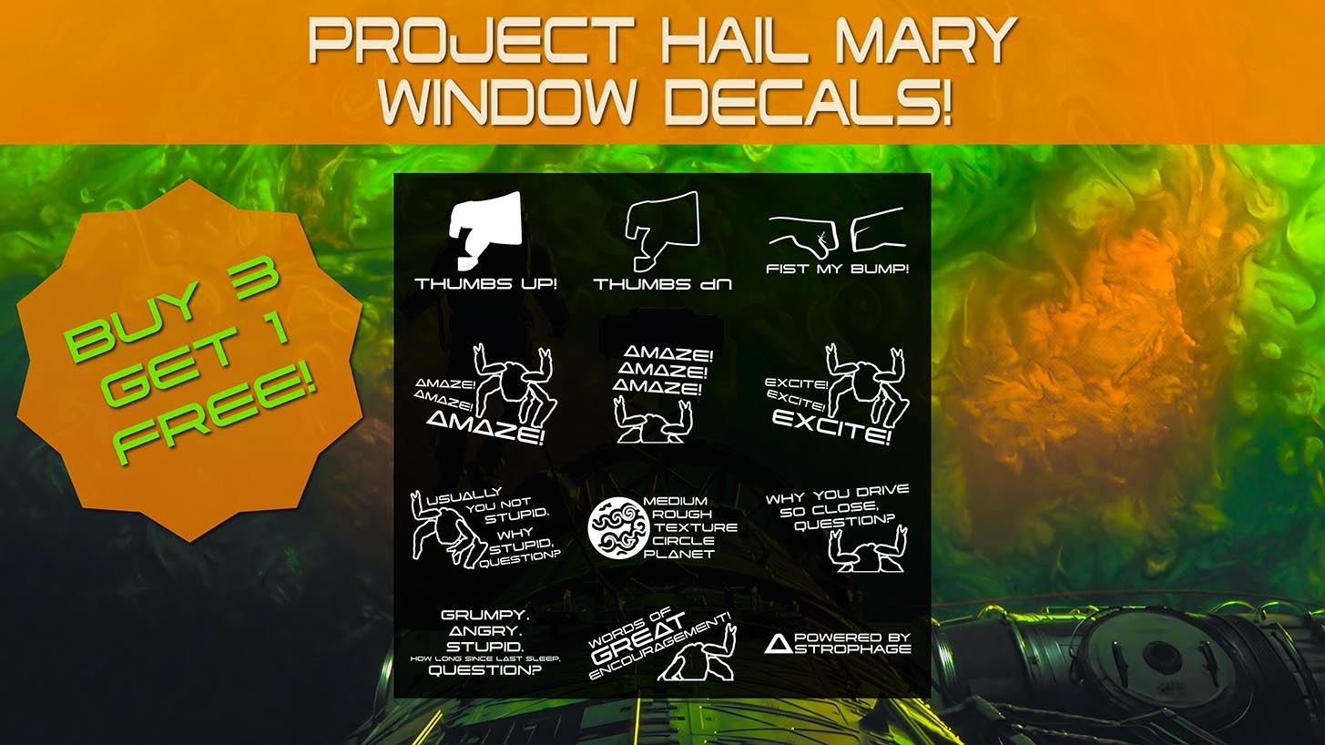 Project Hail Mary window decal Rocky "Thumbs Up!"