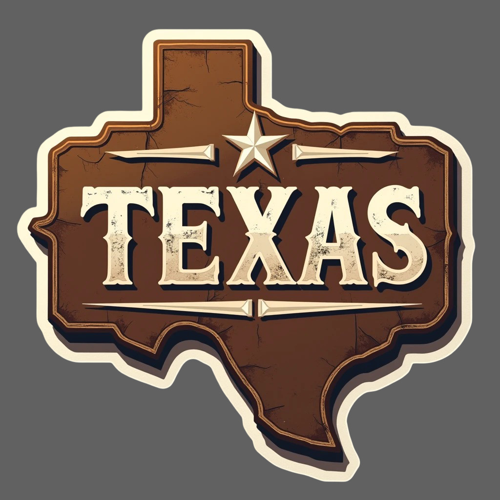 Texas Sticker Vinyl Decal State Shape Western Rustic Vintage Travel Souvenir