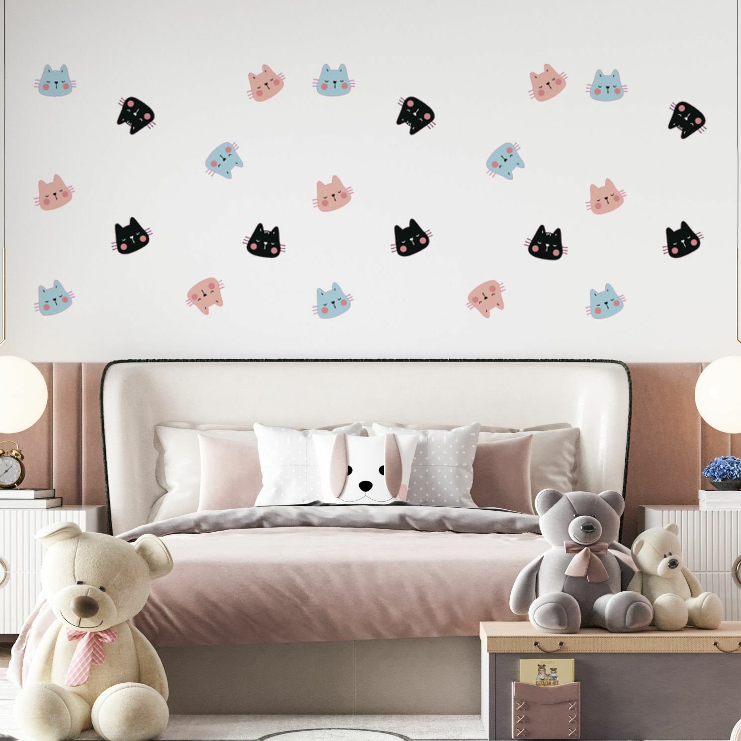Vinyl Home Art Cat Kitten Heads Decoration Multicolored Design Wall Decal Sheet