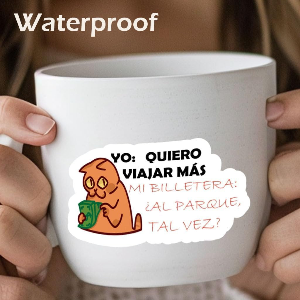 Spanish Funny Stickers for Adults – Waterproof Sarcastic Meme Decals for Hard Ha