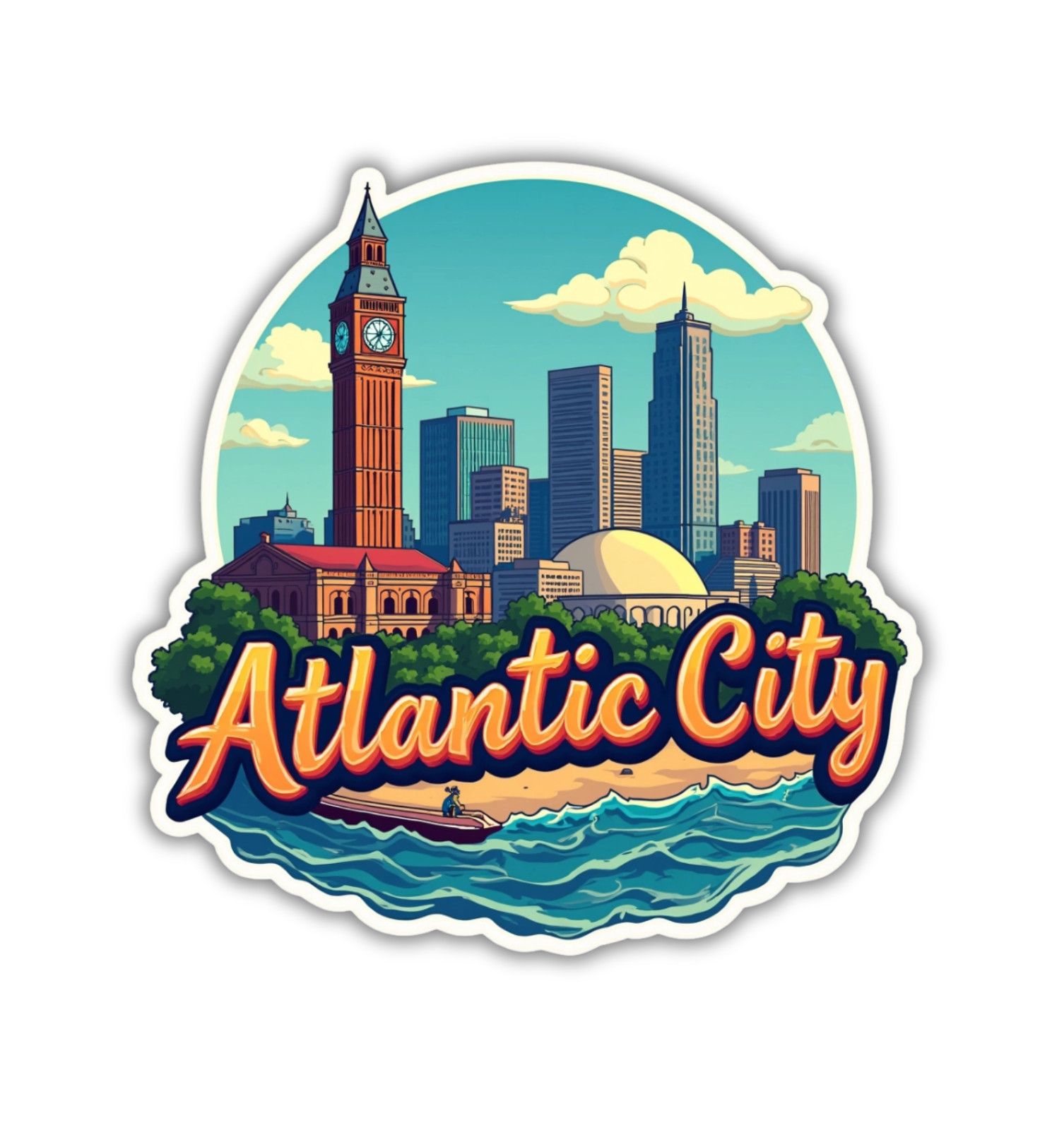 Atlantic City New Jersey Fridge Magnet or Laptop Sticker