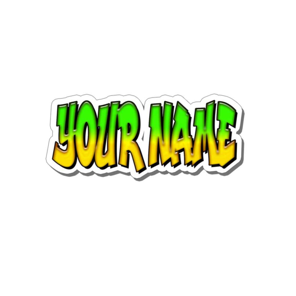 Custom Personalized Graffiti Name Decal Sticker GREEN & YELLOW or YOUR CHOICE