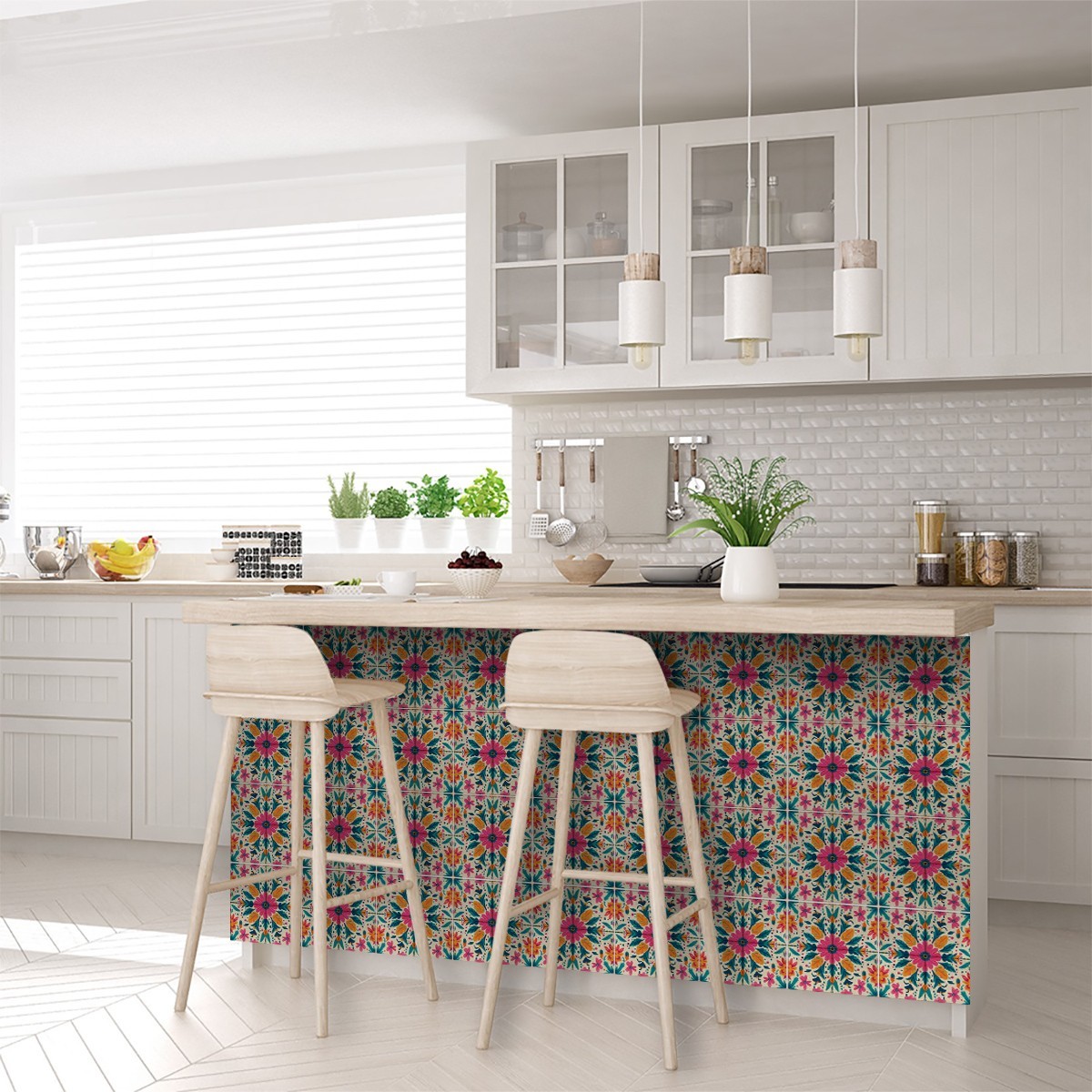 Peel Snd Stick Tile Stickers 24 Unit Pack Floral