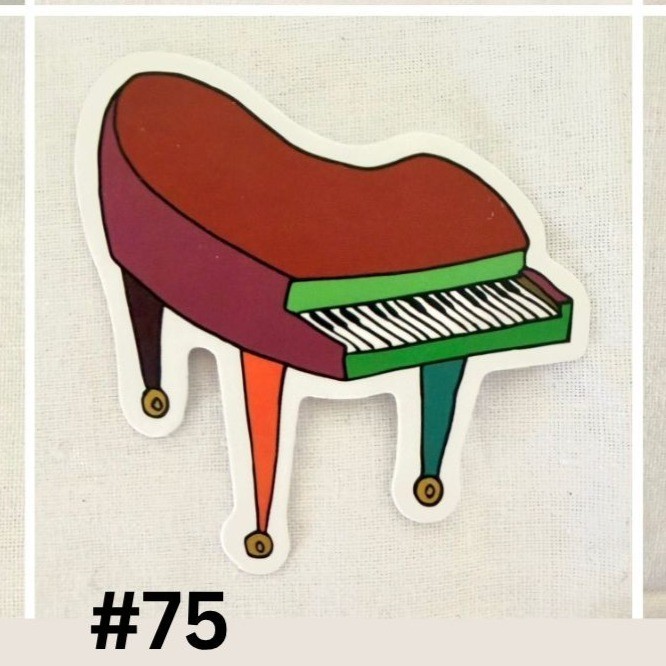 Colorful Piano Sticker Kidcore Music Piano 2.25×2.25 in Vinyl No75