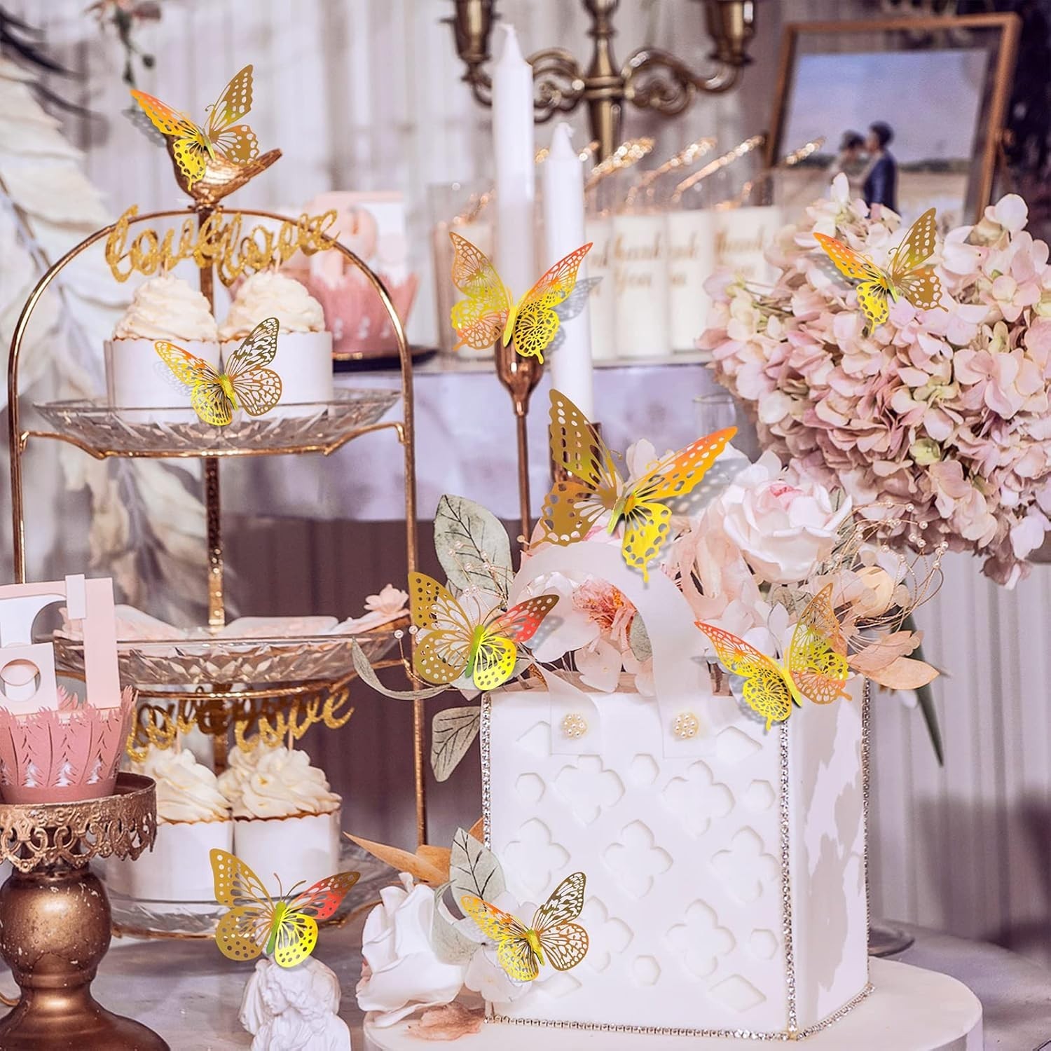 Elegant Butterfly Decals – 48 Removable Gold Wall Decorations in Various Styles