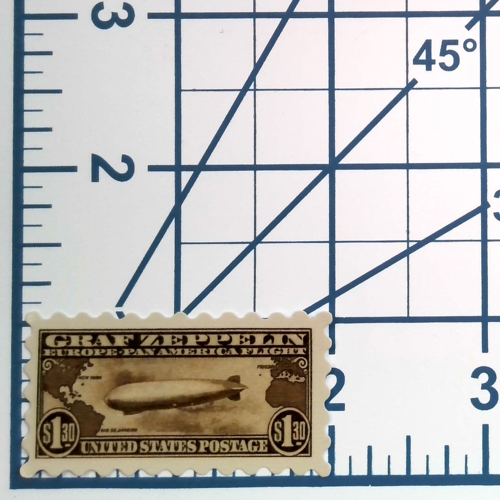 US Graf Zeppelin Postage Stamp Sticker Vintage Airship Europe Pan America Decal
