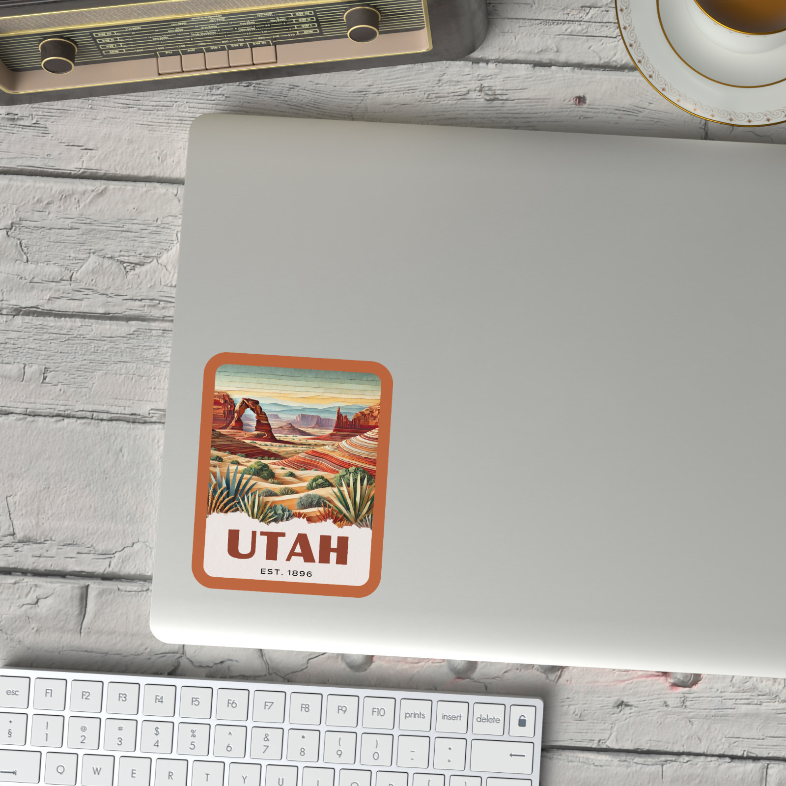 Utah State Sticker, Paper Collage Look, Arches National Park Vinyl Decal