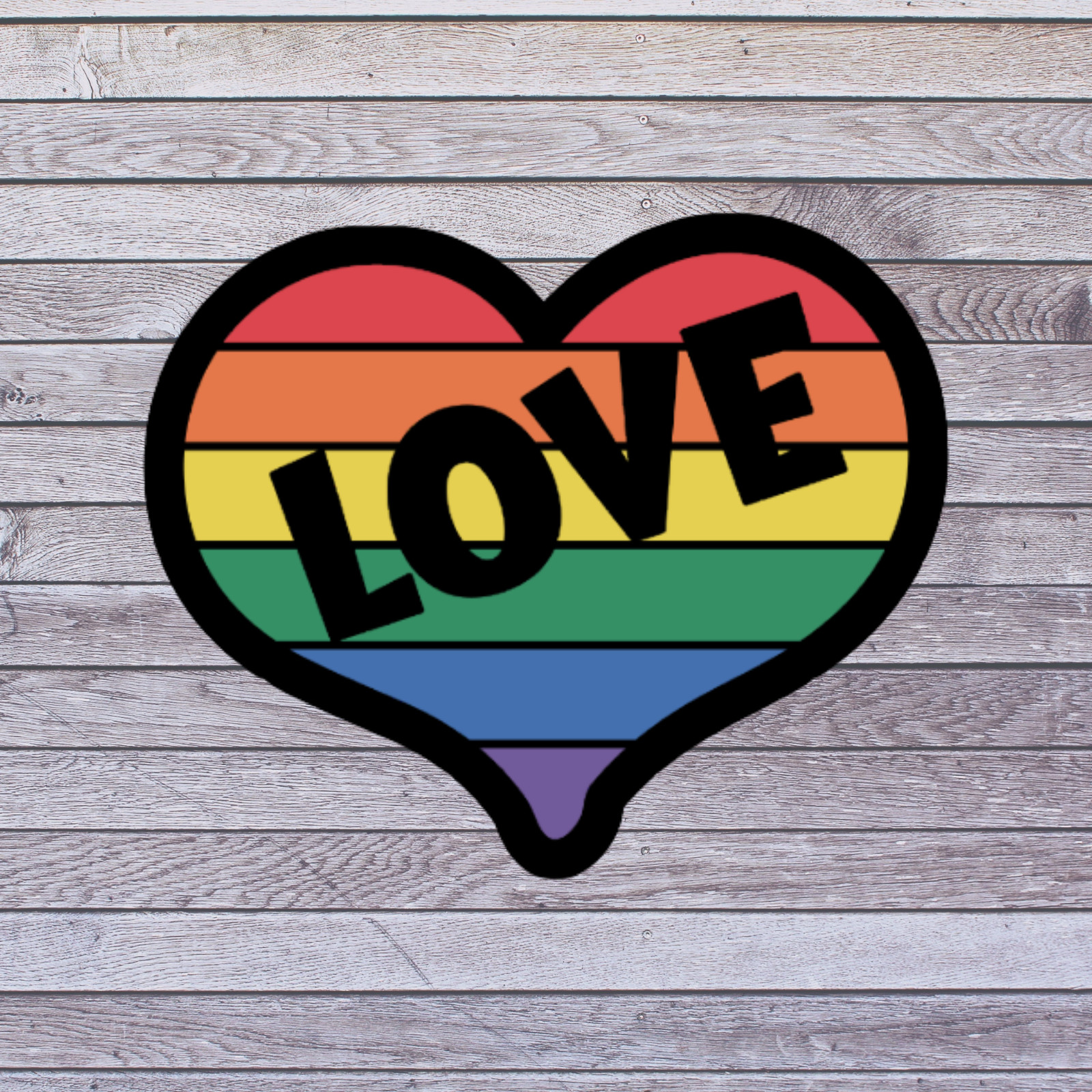 Pride Sticker Vinyl Decal Rainbow Heart Love LGBT Bold Outline