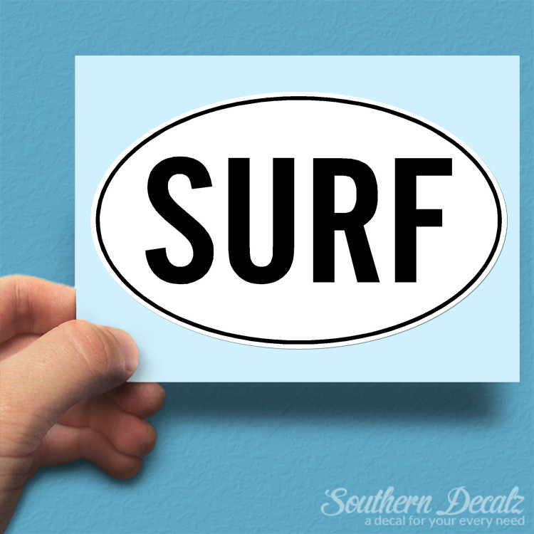 Surf Euro Oval – Vinyl Decal Sticker – c40 – 6" x 3.75"