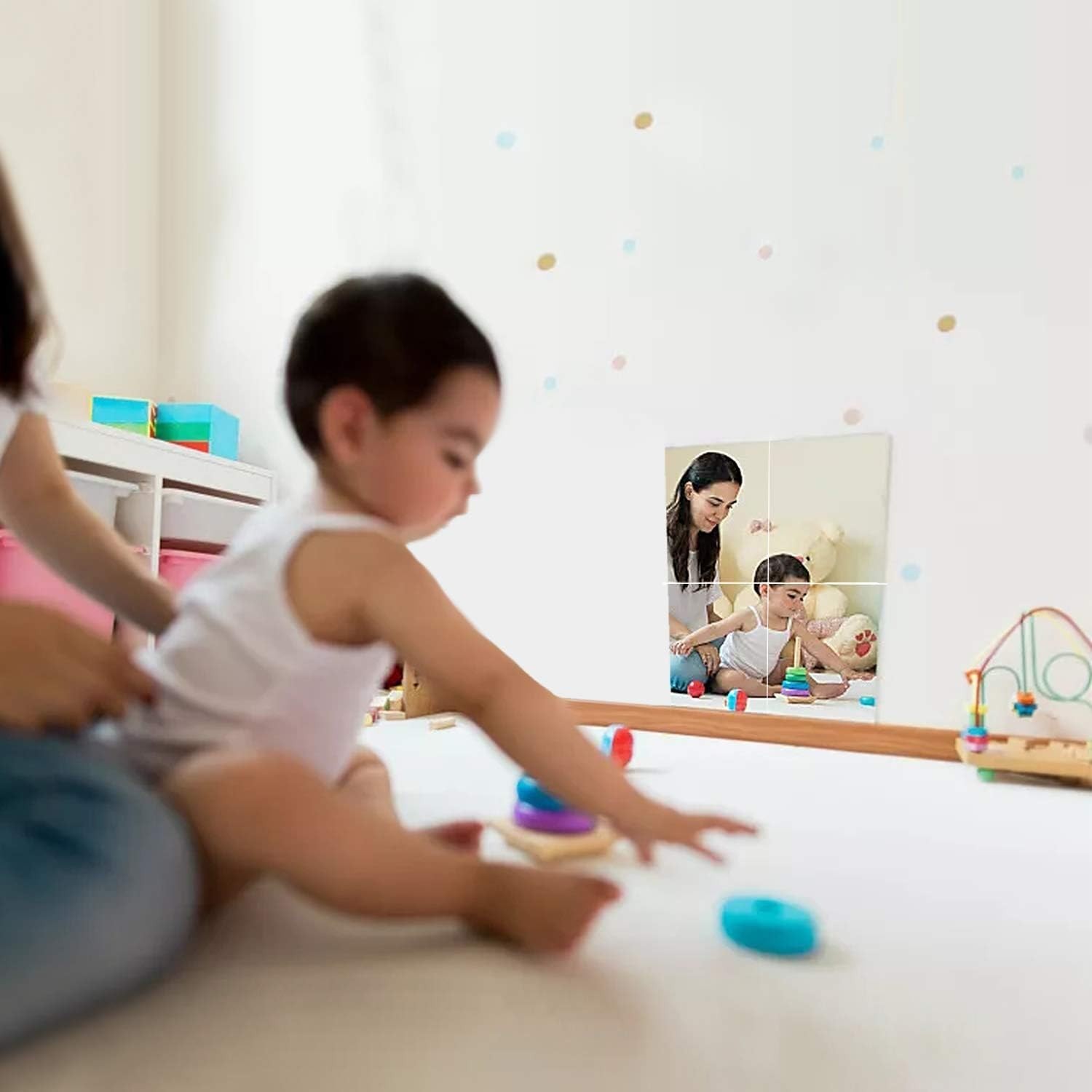 Lightweight 17" x 12" Self-Adhesive Acrylic Mirror – Ideal for Playrooms