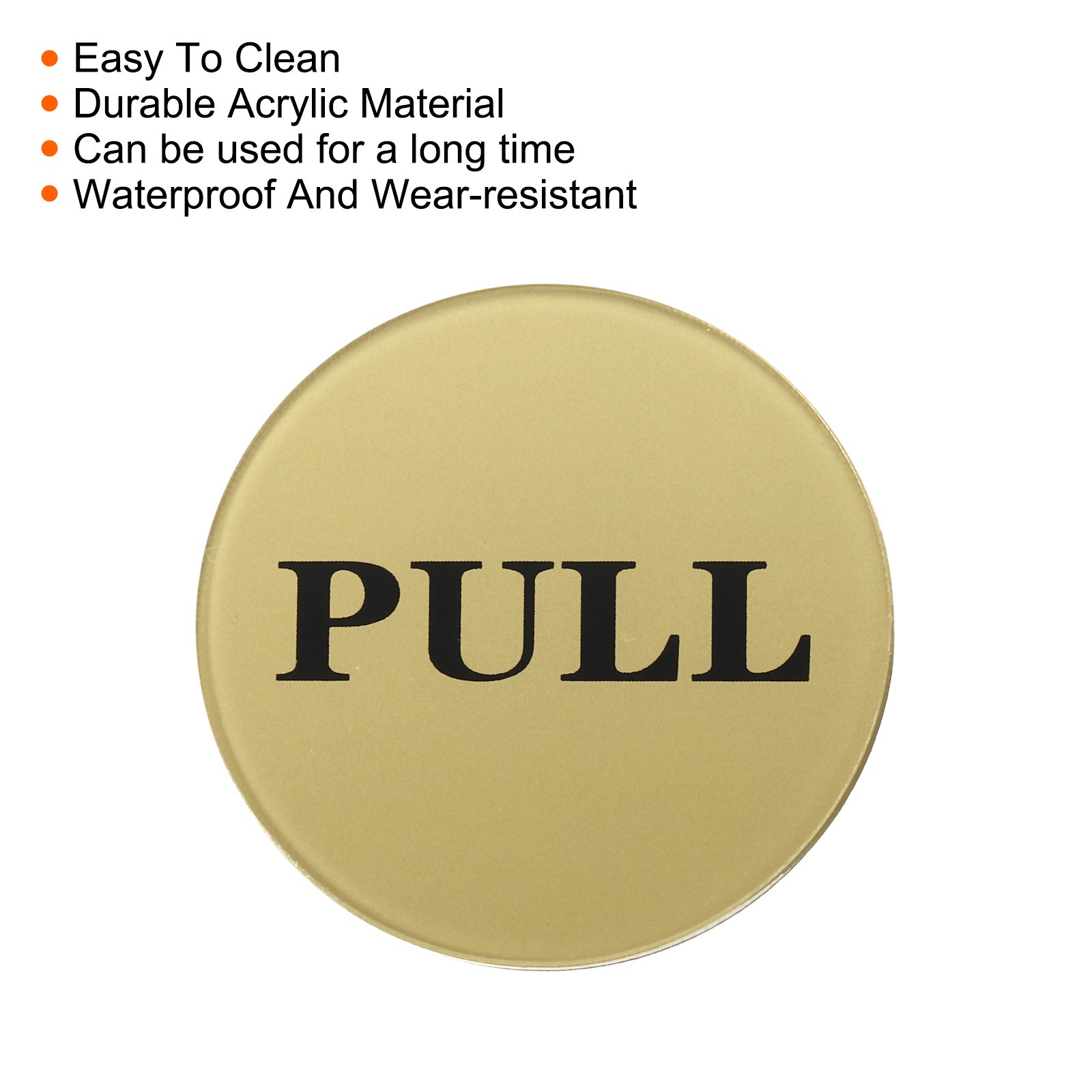 4Pcs Push Pull Door Sign Adhesive Round Acrylic Wall Sticker Marker Golden