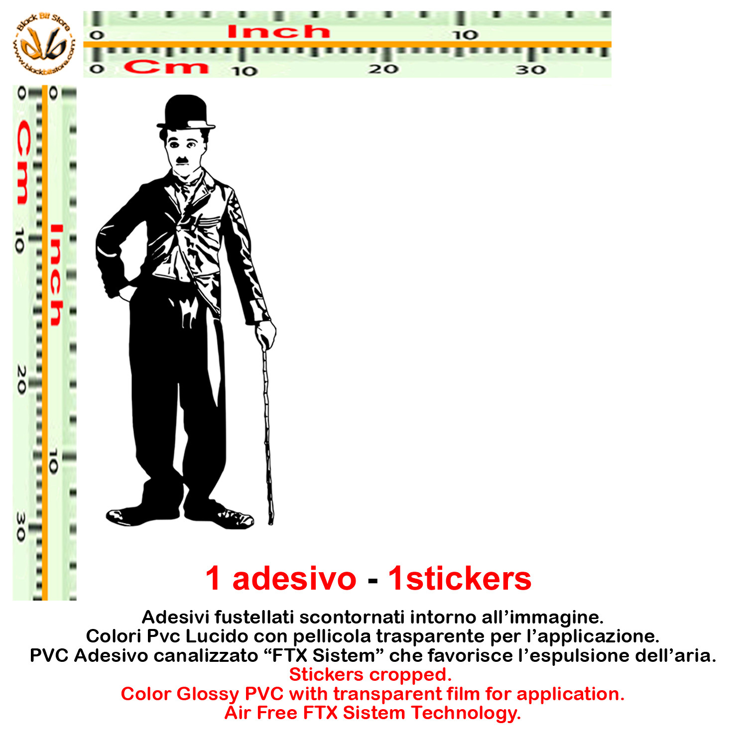 Charlie chaplin adesivo Copriwater Sedile tavoletta WC Toilet seat sticker 1 pz.