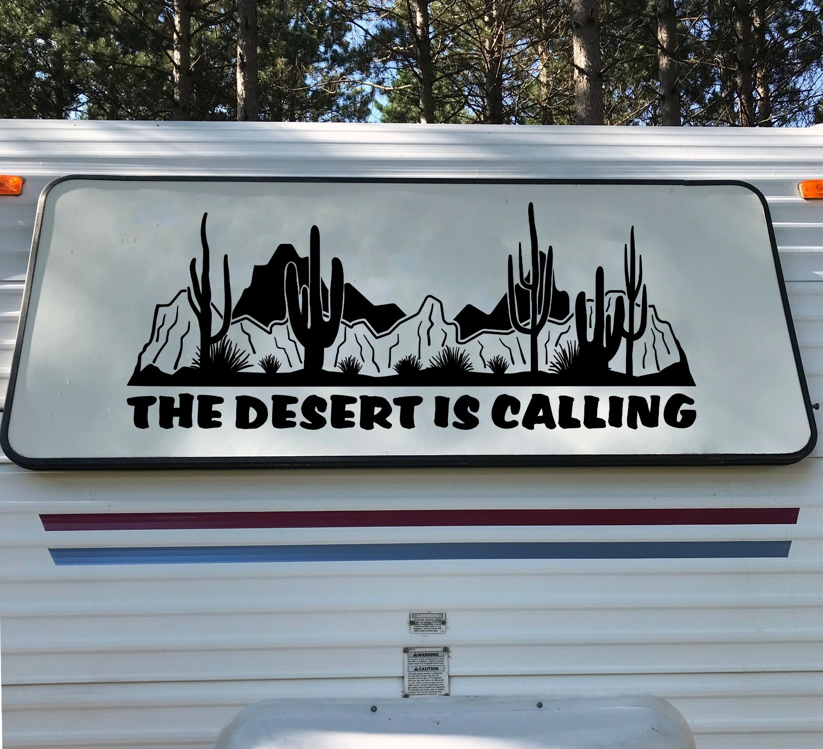 The Desert is Calling Vinyl Decal V2 – Cactus RV Camper Graphics Scene – Die Cut