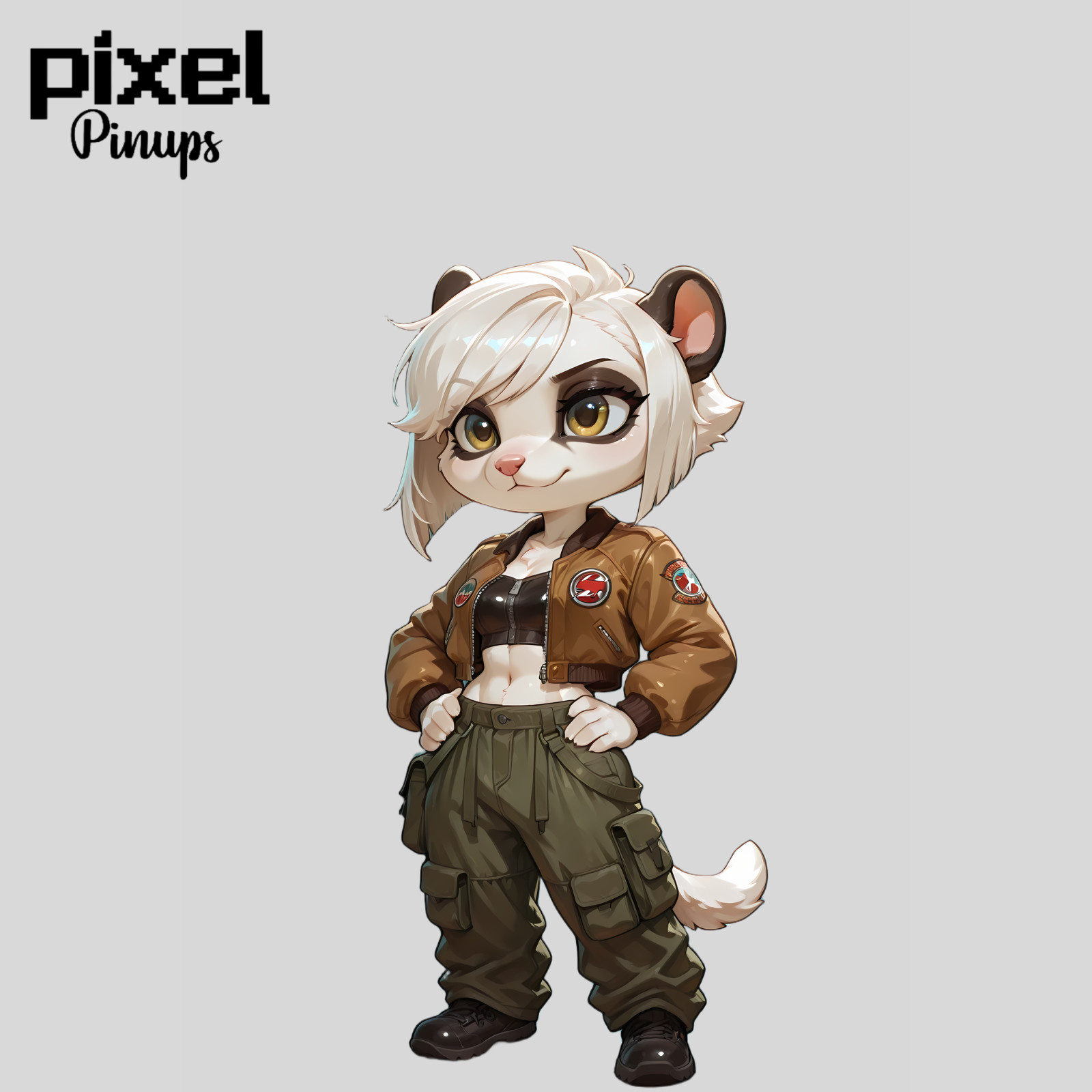 Furry Ferret Chibi Pinup Sticker 5.1" Pip Streetwear Cargo Vinyl Waifu