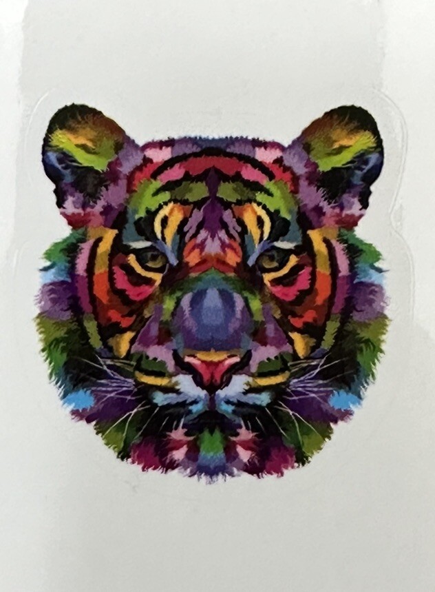 RAINBOW TIGER ~ Small Vinyl Sticker – 1.5 in
