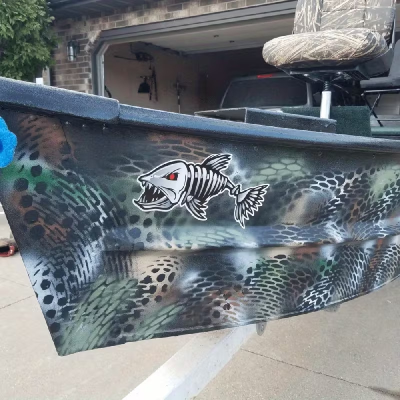 2pcs Waterproof Vinyl Fish Skeleton Decals Stickers for Cars, Boats & more