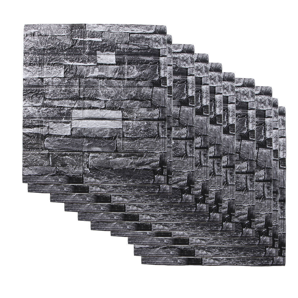 10 Pcs 3D Tile Brick Wall Sticker Self-adhesive Foam Panel Wallpaper 38*35