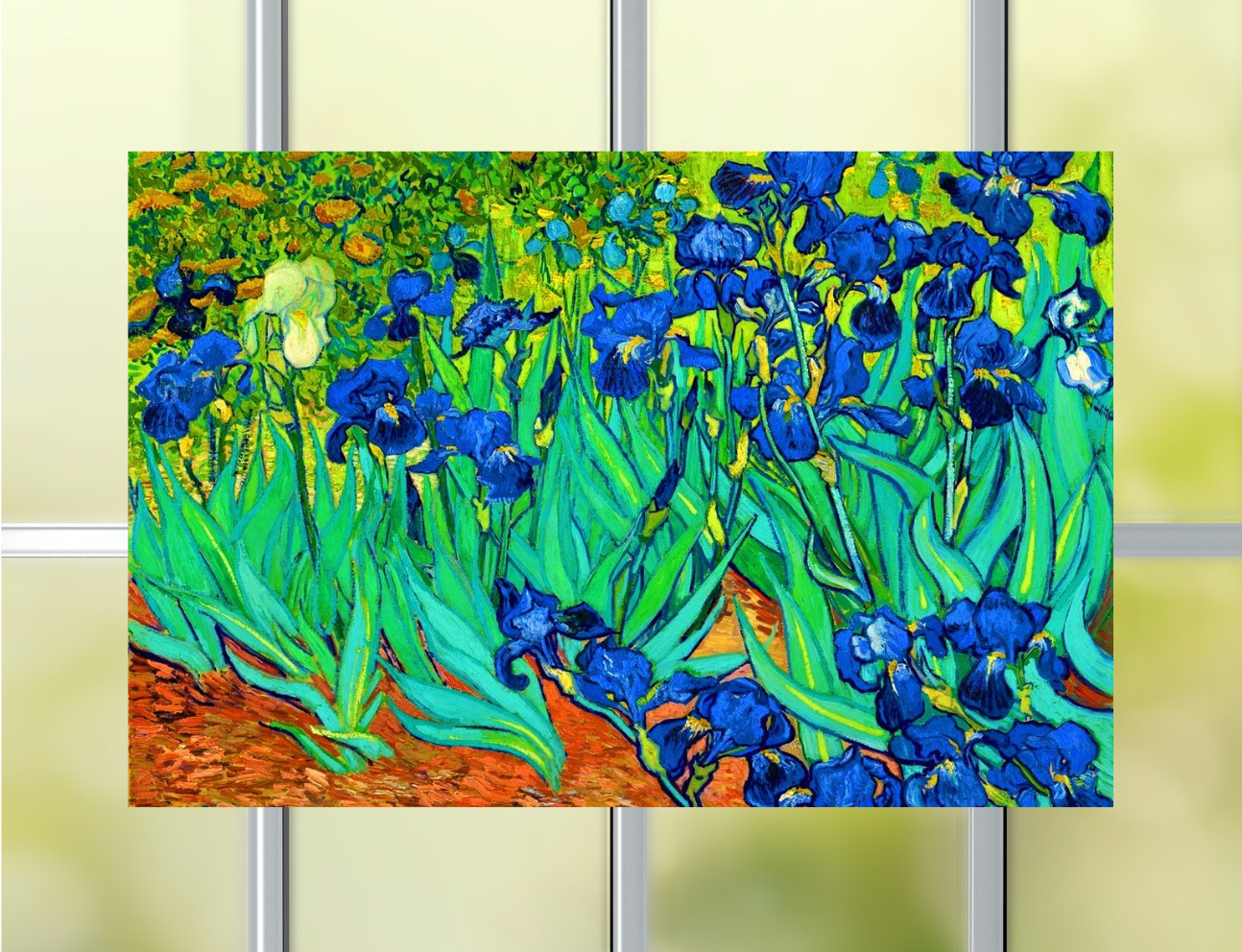 Van Gogh Irises WINDOW CLING Size 10.6" Repositionable Vinyl
