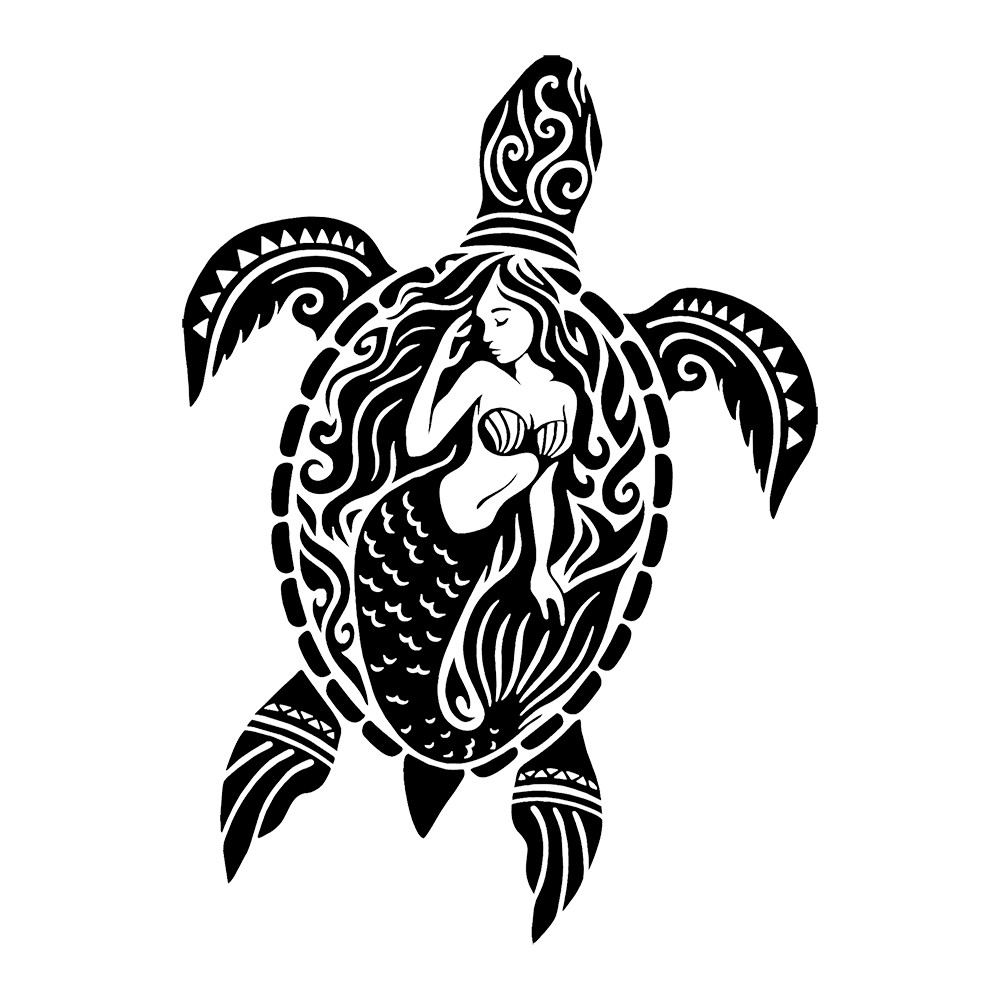 6" Mermaid Sea Turtle Vinyl Decal Sticker
