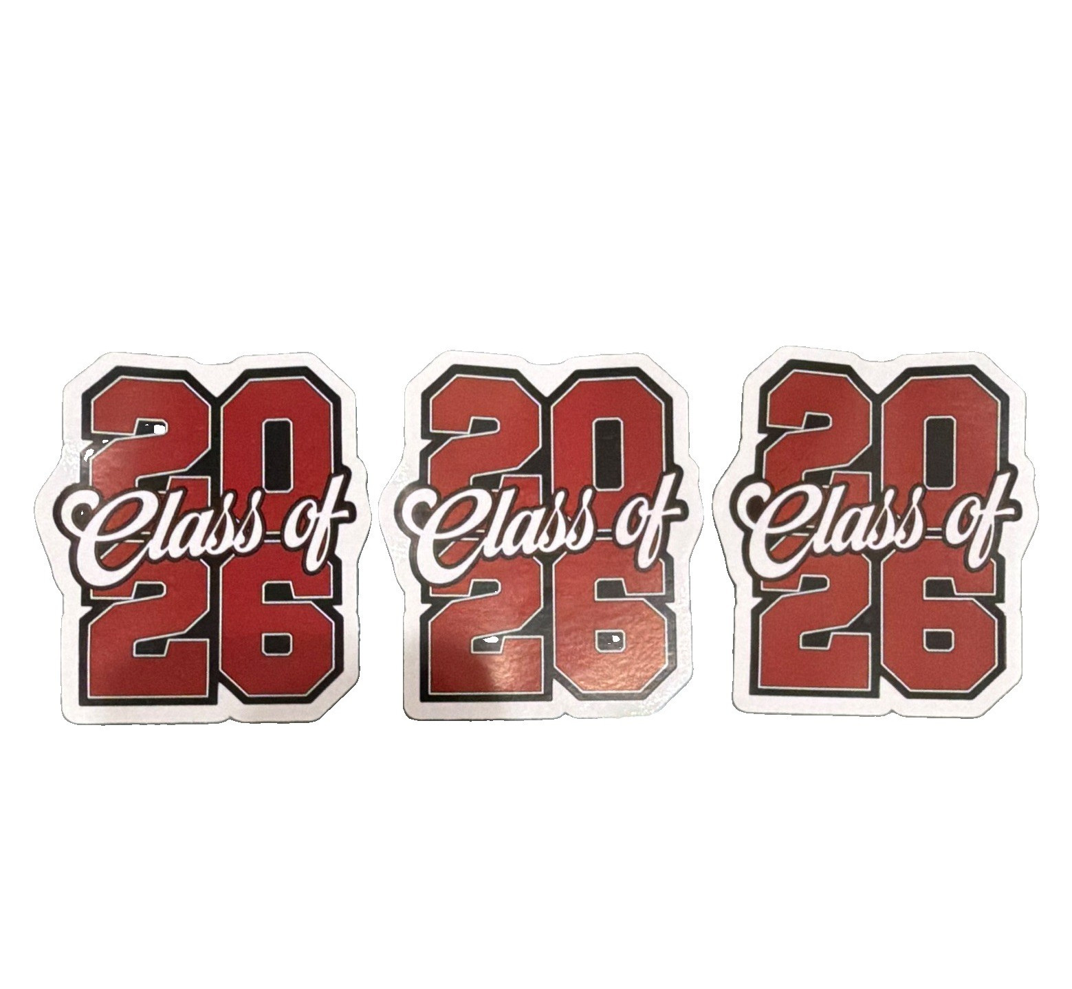 Class of 26 Graduation Vinyl Sticker Set 3in Self-Adhesive Red White Black