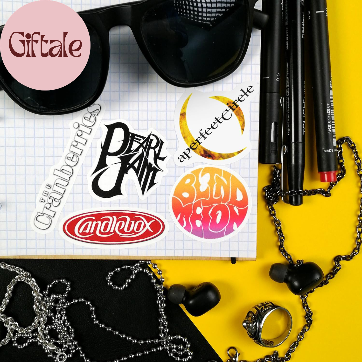 100Pcs Grunge Stickers, 90'S Grunge Music, Rock Stickers, Rock Band Decals, Musi