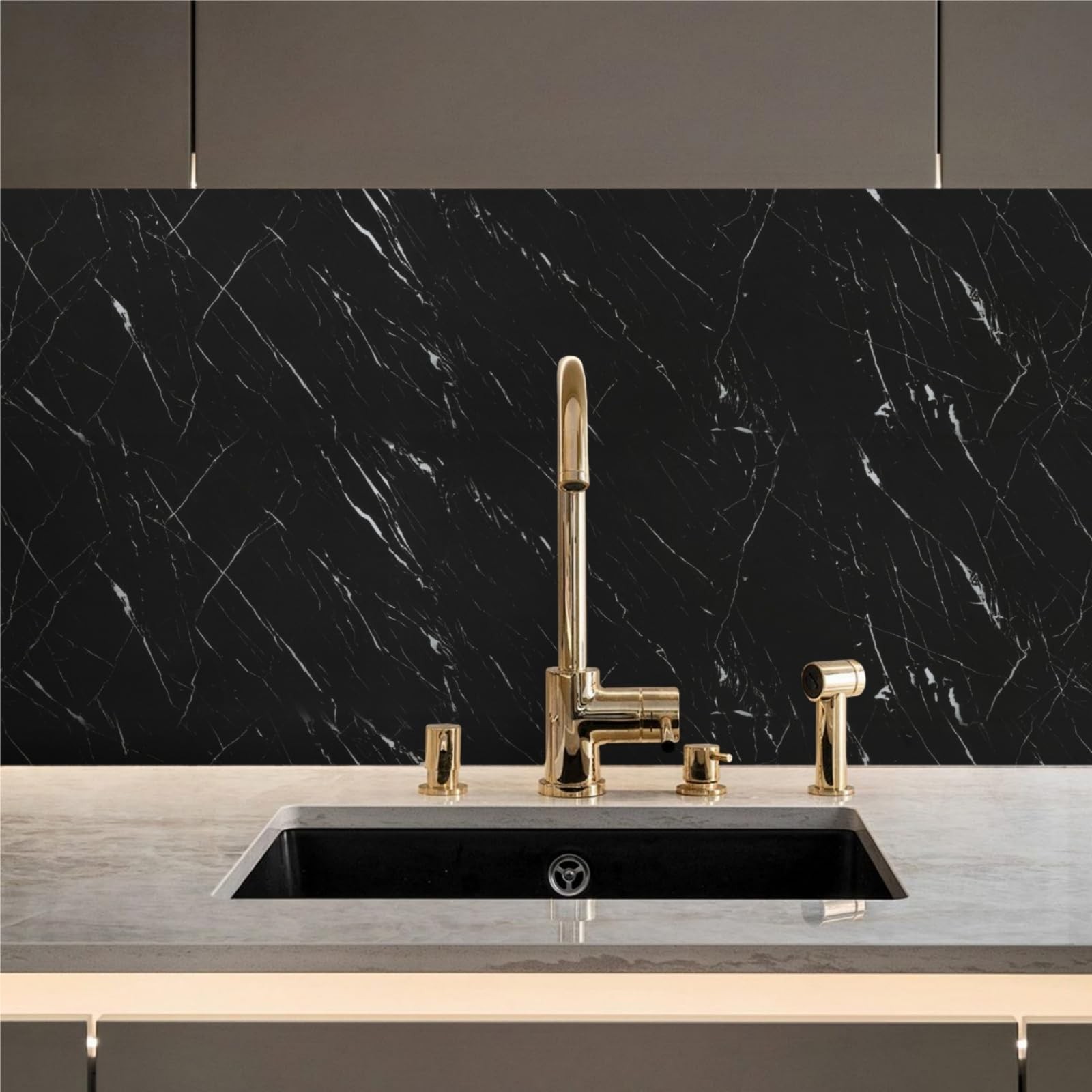 Abyssaly Black Marble Contact Paper Glossy Granite Matte Peel and Stick Wallp…