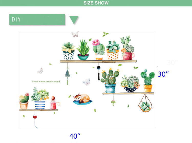 Removable Vinyl Wall Decal succulents Sticker Art Home living Room DIY Decor