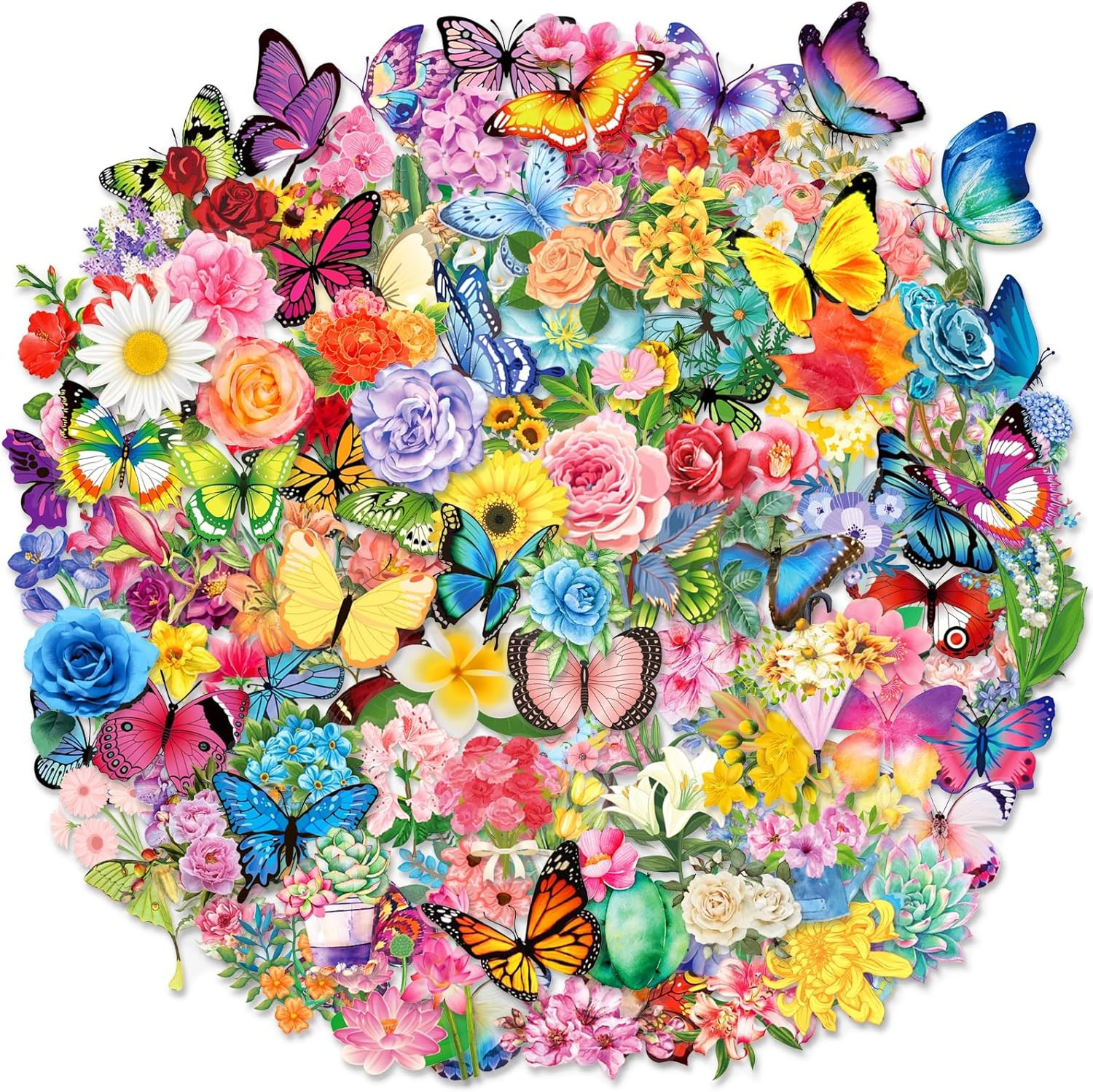 200Pcs Transparent Flower Butterfly Stickers, Aesthetic Nature Floral Decals …