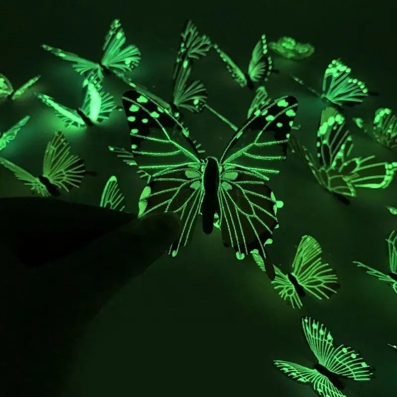 12PCS 3D Luminous Butterfly Wall Stickers DIY Home Decor Modern Art Gift USA