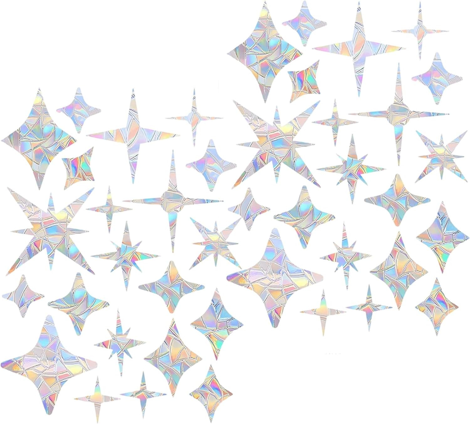 42 PCS Star-Shaped Window Stickers Anti-Collision Bird Protection Decals Non-Adh