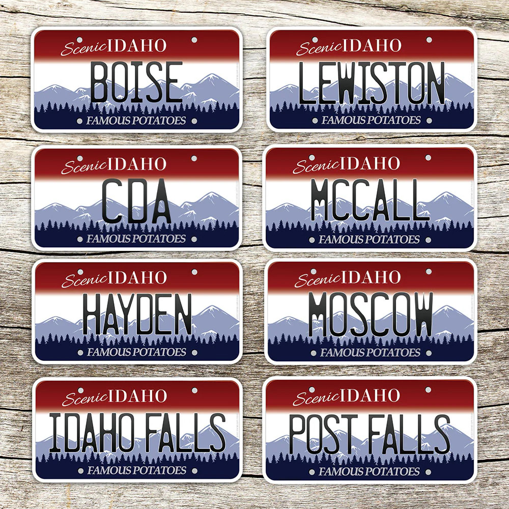 Idaho License Plate Stickers- Choose from 25+ ID City & Saying Decals for Laptop