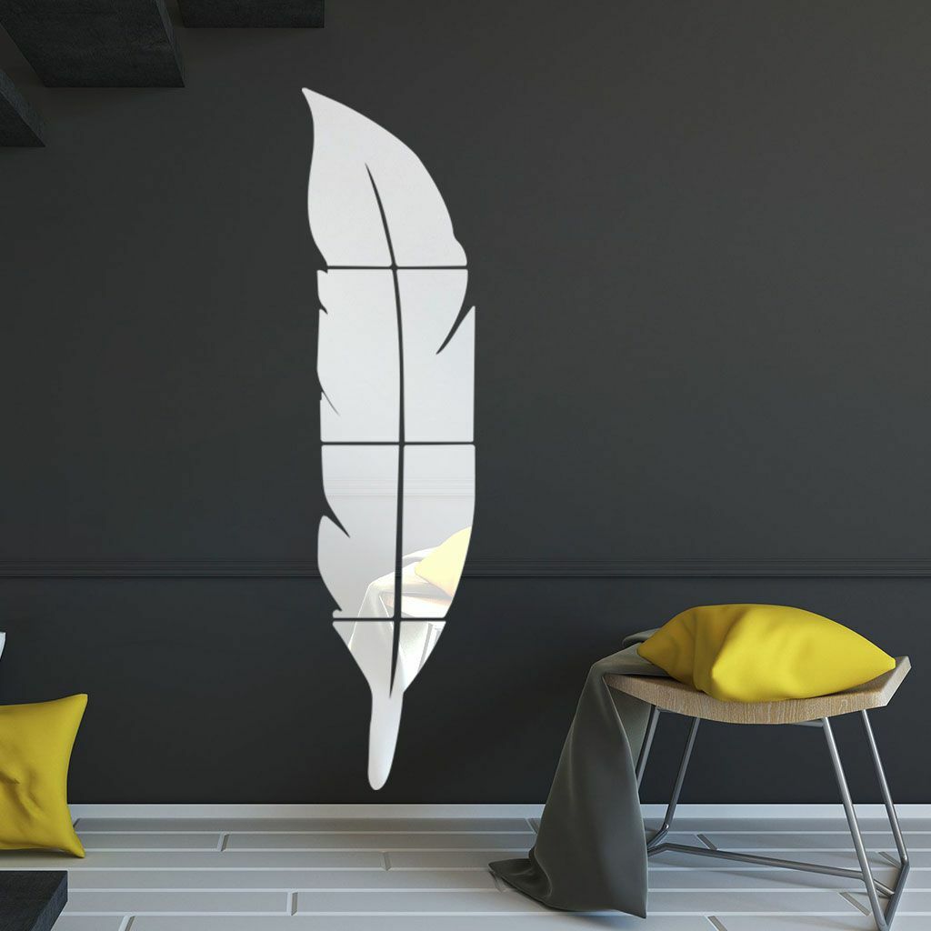 3D DIY Removable Feather Mirror Home Room Decal Vinyl Art Stickers Wall Decor US
