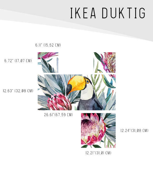 IKEA DUKTIG removable Decal adhesive sticker furniture toucan parrot and flowers