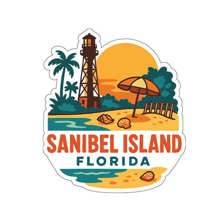 Sanibel Island Sticker Decal Vinyl Die-Cut City Skyline Landmark Design