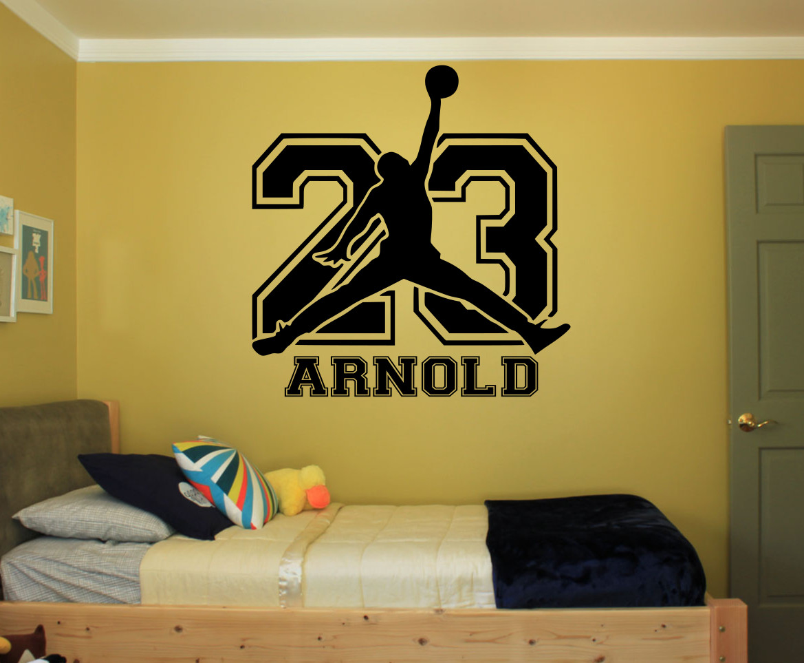 JORDAN JUMP MAN 23 CUSTOM LARGE WALL VINYL DECAL REMOVABLE COLOR CHOICE 22"