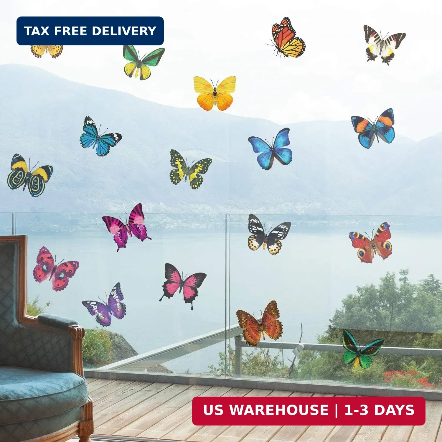 Outus 40 Pieces Butterfly Anti-Collision Window Decals Spring Decor Butterfly Cl