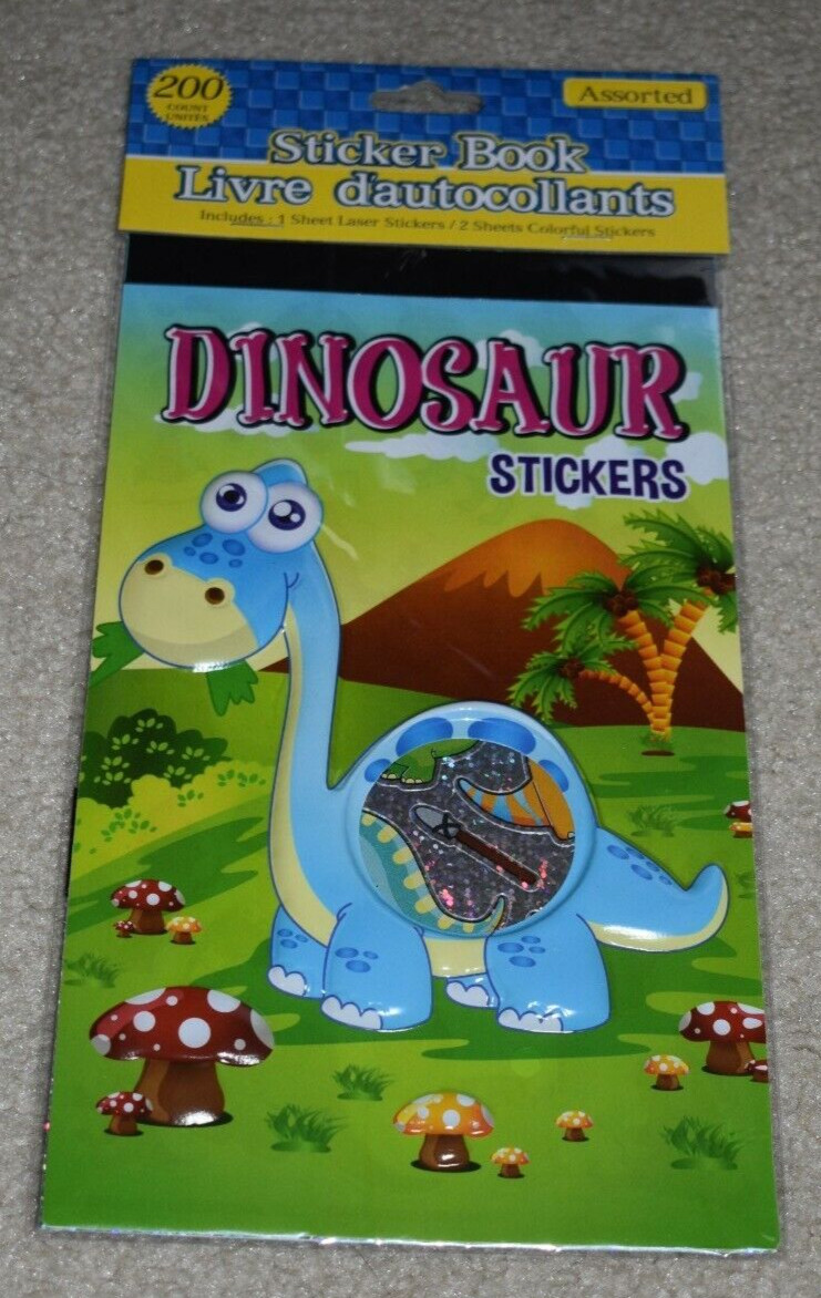 Dinosaur stickers, 200 count, 1 laser sheet, 2 colorful – NEW condition