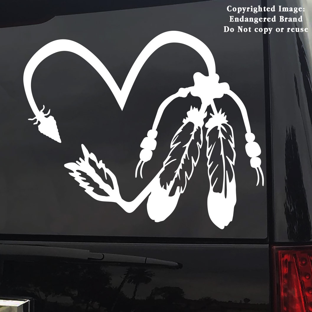 Feathers Heart Arrow Native American Indian Spirit Decal Sticker