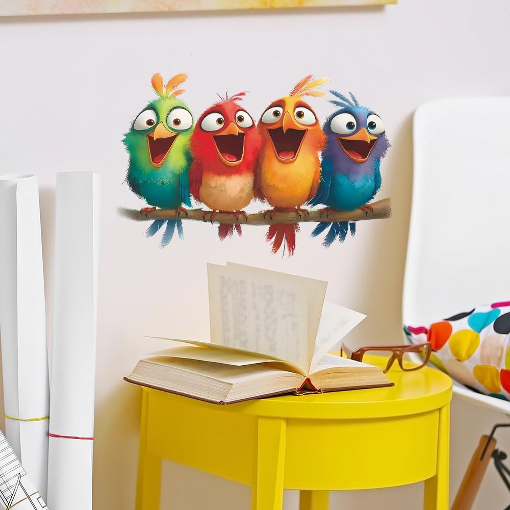 2 Pack Funny Birds Wall Stickers – Vinyl Art Mural for Home Decor