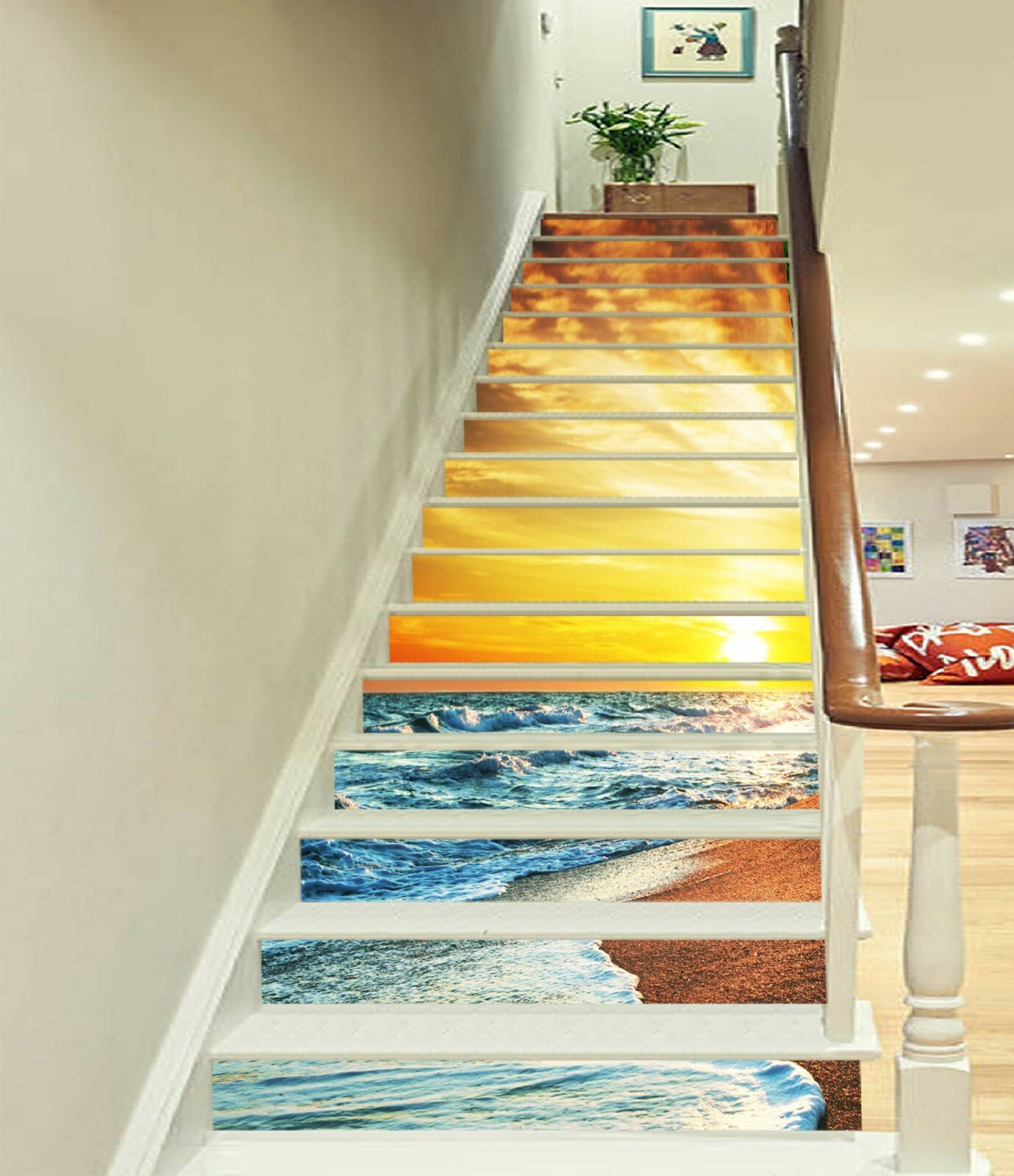 3D Beach Waves 985NA Stair Risers Decoration Photo Mural Decal Wallpaper Fay
